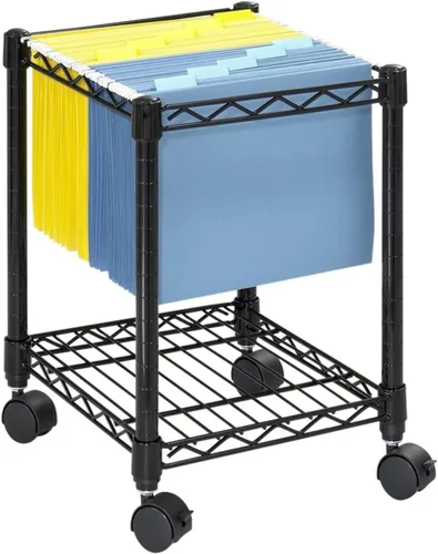 Miniatura 2 de Safco Carrito de archivos móvil compacto, se adapta a carpetas colgantes de tamaño carta y legal, carrito de archivoscarpetas de acero rodante