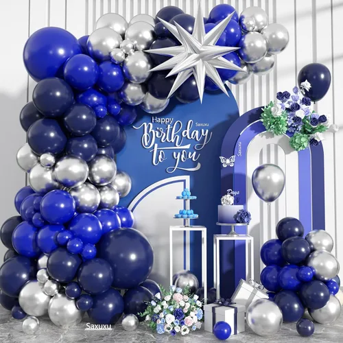 Miniatura 26 de Kit de arco de globos rojo y azul, kit de guirnalda de globos rojo, blanco y azul, globos dorados arena, globos azul marino y blancos para Día
