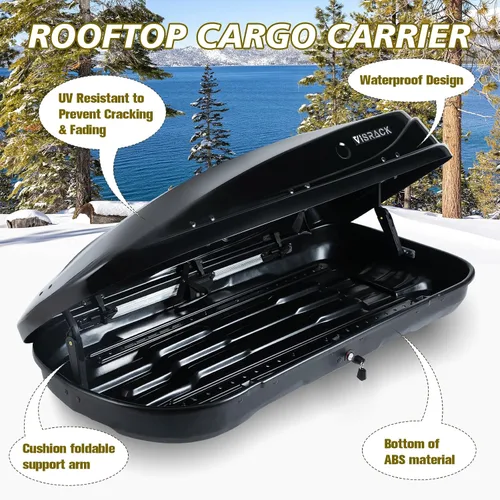 Miniatura 7 de Cajas de Carga para Techo Grandes Portadores de Carcasa Dura Portaequipajes para Techo con Cerradura de Llave 56" L x 30" A x 13.7" Al, 13 Pies