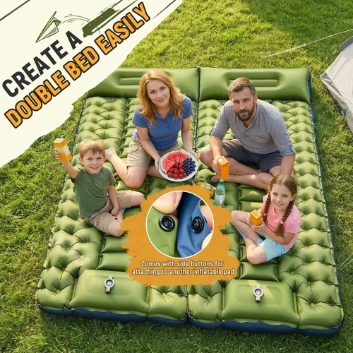 Miniatura 5 de Myxslop Colchoneta de dormir para camping, ultraligera inflable con almohada con bomba de pie integrada, alfombrilla para dormir, equipo compacto