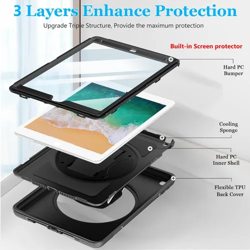 Miniatura 6 de Funda para iPad de 6ª/5ª generación de 9.7 pulgadas: Funda de TPU para iPad 9.7 (2018/2017) y iPad Air 2 de 9.7" con protector de pantalla - Soporte