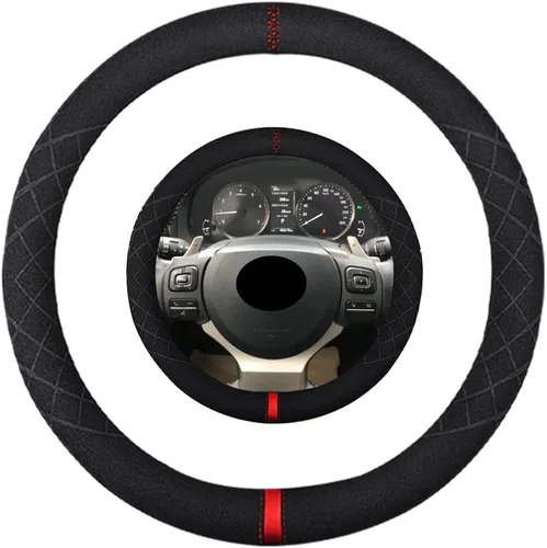 Miniatura 15 de Funda de volante de ante K LAKEY, compatible con Dodge Avenger Grand Caravan Challenger Charger, cubierta de volante deportiva antideslizante