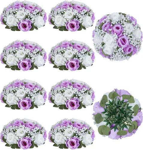 Miniatura 14 de BLOSMON Bolas de Flores Falsas Centros de Mesa de Boda 2 Piezas Rosa Carmesí Respiración de Bebé Flores Artificiales Piezas Centrales Decoración