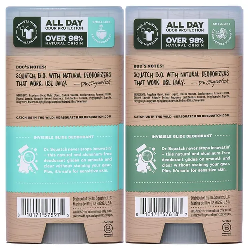 Miniatura 9 de Dr. Squatch Invisible Glide Natural Desodorante para hombre, deslizamiento suave, sin manchas, desodorante sin aluminio para hombres, seguro