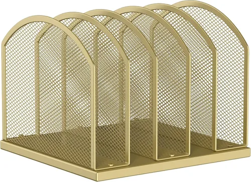 Miniatura 10 de Gawerk Organizador de escritorio vertical de 5 secciones, organizador de carpetas de malla de 5 secciones para oficina, hogar y aula (1, negro)