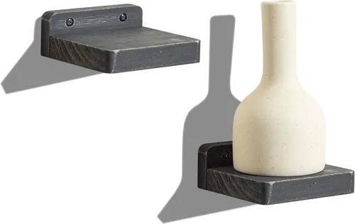 Miniatura 21 de Freezing point Pequeño estante flotante para pared, juego de 4 mini estantes de pared de madera natural de 4 pulgadas, decoración de plantas, negro