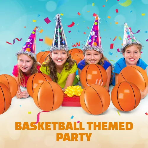 Miniatura 7 de Pelotas de baloncesto inflables (paquete de 12) pelotas de playa de 16 pulgadas para piscina, juguetes de playa y regalos de fiesta de baloncesto