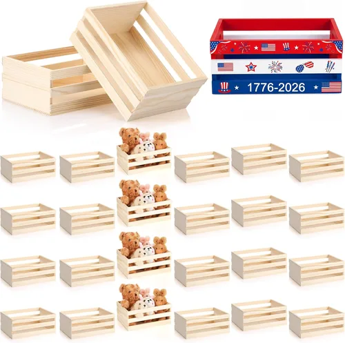 Miniatura 7 de Cinnvoice 6 cajas de madera pequeñas de 9.5 pulgadas para el 250 aniversario para almacenamiento del 4 de julio, cajas de madera sin terminar a