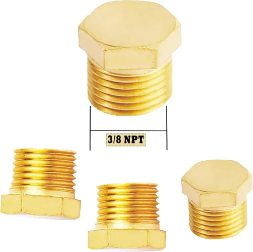 Miniatura 2 de AOPANDA Adaptador 3/8 NPT, enchufe de tubería de latón, enchufe de 3/8 NPT rosca de enchufe de cabeza hexagonal para accesorios de tubería 5PCS.