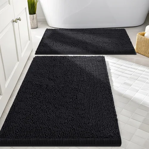 Miniatura 53 de Smiry Juego de 2 alfombras de baño, felpilla suave y absorbente, lavable a máquina, antideslizantes, para bañera, ducha y suelo