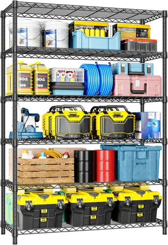 Miniatura 22 de IZEUK Estantes de Almacenamiento Conectados, Unidad de Estantería Metálica Ajustable DIY de Servicio Pesado para Esquina, Ideal para Cocina, Garaje