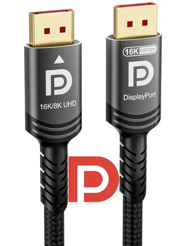 Ubluker Cable DisplayPort 2.1 de 80 Gbps de 5 pies, cable DP a DP certificado 4K 540Hz 360Hz 240Hz 165Hz 120Hz 16K 8K 240Hz Ultra alta tasa de bits