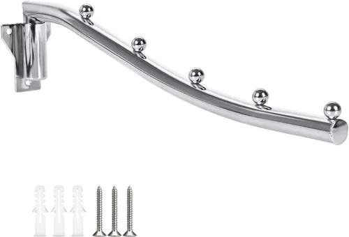 Miniatura 8 de Perchero plegable montado en la pared, colgador de ropa plegable de acero inoxidable, ganchos de ropa con soporte de brazo oscilante que ahorra