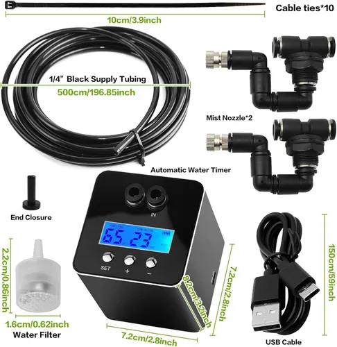 Miniatura 7 de Mister inteligente para reptiles, humidificadores de reptiles, sistema de nebulización automático con temporizador, humidificador de terrarios