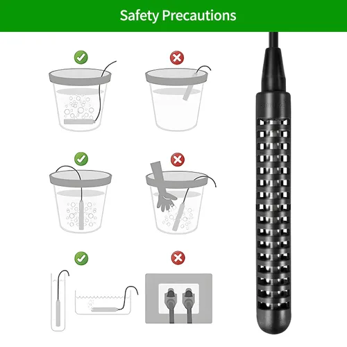 Miniatura 8 de GRILLME Calentador de Agua de Inmersión Eléctrico Portátil Totalmente Sumergible de Titanio de 1300W, Calentador de Agua de Cubo, Calentador de Agua