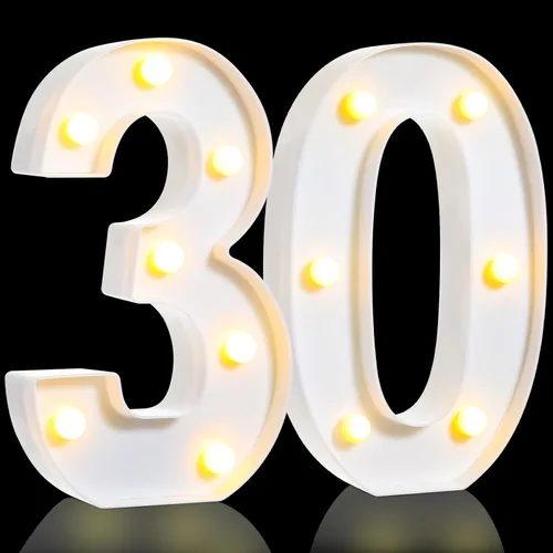 Miniatura 11 de Treela Números decorativos de cumpleaños de 8.7 pulgadas, letrero de número de marquesina con purpurina para decoración de fiesta de cumpleaños, Oro