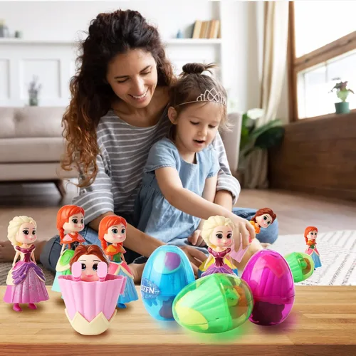 Miniatura 5 de xutengy Paquete de 4 rellenos esenciales para cesta de Pascua, huevos de princesa, juguetes de deformación prellenados para niños y niñas
