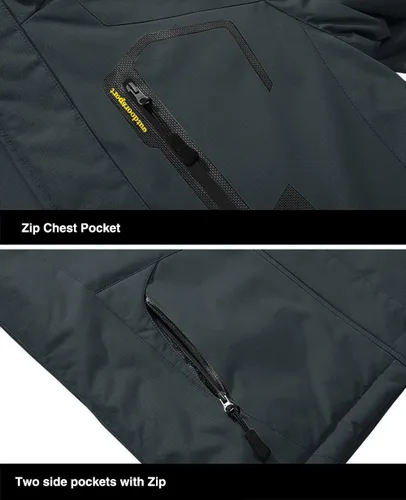 Miniatura 5 de MAGCOMSEN - Chaqueta de invierno para hombre, impermeable, abrigada, con forro polar y múltiples bolsillos