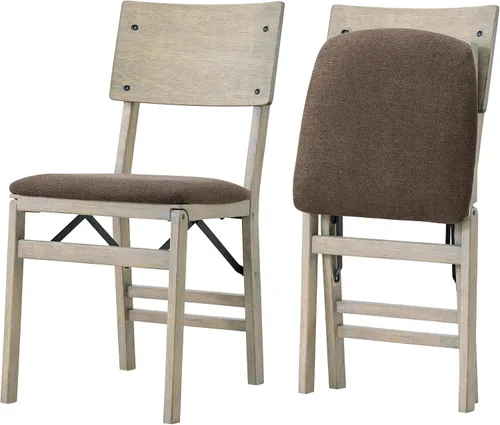 Stakmore Classic Comfort - Sillas plegables de madera con respaldo curvo con asientos acolchados, juego de 2 sillas de comedor plegables sin