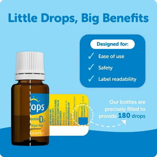 Miniatura 2 de Ddrops Adultos 1000 UI 180 gotas, vitamina D líquida, apoya huesos fuertes y sistema inmunológico. Sin cápsulas grandes, sin conservantes, sin OMG