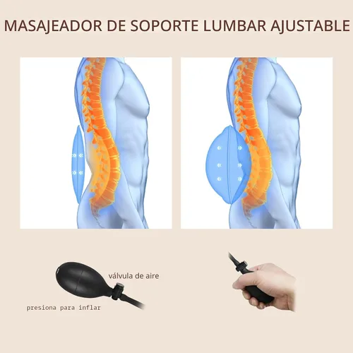 Miniatura 5 de Masajeador de espalda con calor, almohadilla de asiento de masaje con soporte lumbar 3D, almohadilla de masajeador de silla con 8 motores Negro