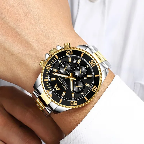 Miniatura 3 de MEGALITH Relojes para hombre, acero inoxidable, impermeable, analógico, de cuarzo, cronógrafo, de negocios, para hombres, fecha automática