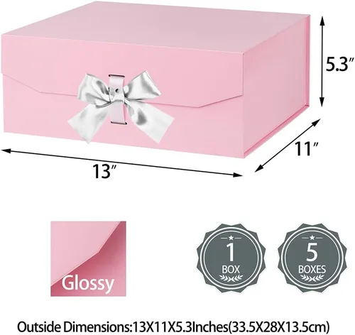 Miniatura 3 de GoooodGift Caja de regalo rosa grande de 13 x 11 x 5.3 pulgadas, cajas de regalo rosas para regalos con tapa de cierre magnético, caja de regalo