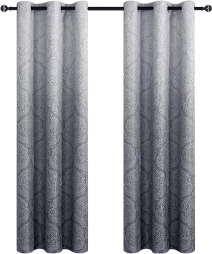 Miniatura 8 de DWCN - Cortinas blackout para dormitorio, diseño de damasco con aislamiento térmico y ojales, para sala de estar, juego de 2 paneles de cortina Gris
