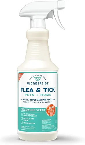 Wondercide - Aerosol para pulgas, garrapatas y mosquitos para perros, gatos y hogar - Eliminador de pulgas y garrapatas, control, prevención,