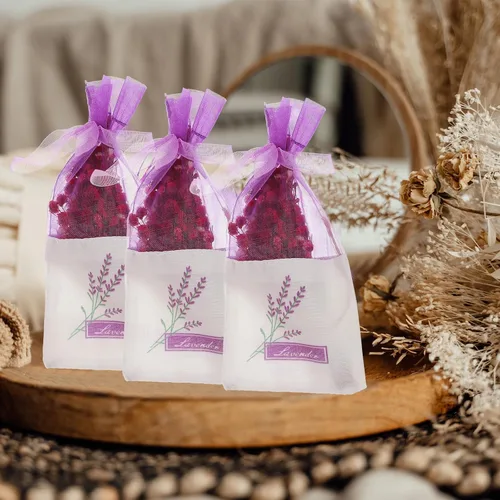 Miniatura 7 de 30 bolsas vacías de lavanda para cajones, armarios, bolsas pequeñas de gasa con estampado de flores, fragancia de 6 x 2.8 pulgadas para organización
