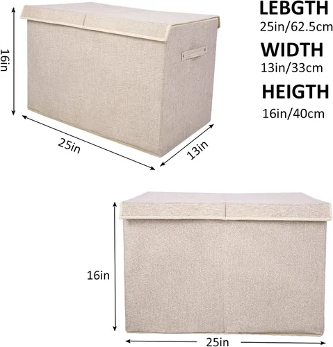 Miniatura 4 de popoly Cofre grande de juguetes con tapa, organizador plegable de almacenamiento de juguetes con divisor extraíble, 25 x 13 x 16 pulgadas