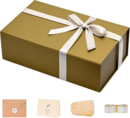 Miniatura 42 de LIFELUM Caja de regalo de 13.5 x 10 x 4 pulgadas, caja de regalo grande con tapas magnéticas, cajas de regalo negras para regalos de graduación
