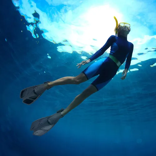 Miniatura 7 de QKURT Aletas de esnórquel, aletas de natación con hebillas ajustables, tacón abierto, aletas de buceo para hombres, mujeres, jóvenes