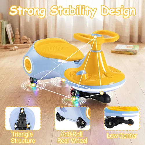 Miniatura 6 de Coche Eléctrico Wiggle para Niños, Batería Recargable de 12V, Scooter Oscilante 2 en 1 con Pedal, 3 Velocidades, Altavoz Musical y Ruedas con Luces