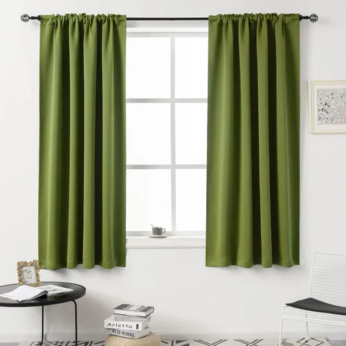 Miniatura 35 de DUALIFE Cortinas opacas de 45 pulgadas de largo, 2 paneles para ventanas pequeñas de dormitorio, aislamiento térmico, bolsillo para barra, cortinas