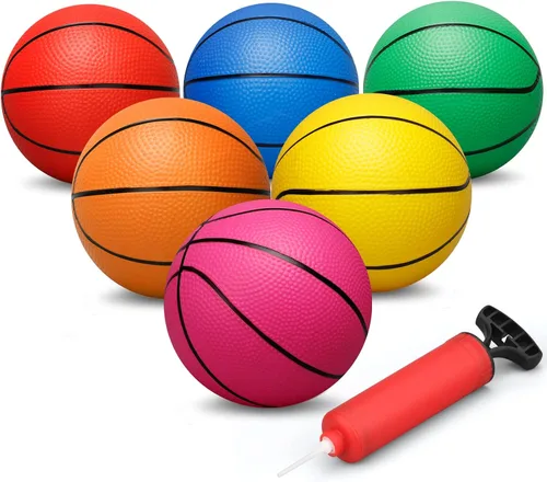 Miniatura 9 de Dilabnba Juego de Mini Baloncesto de 6 Pulgadas para Niños (Desinflado/Bomba Incluida) Mini Aro de Baloncesto para Puerta para Niños, Adolescentes