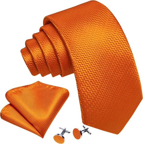 Miniatura 60 de Barry.Wang Juego de corbatas a cuadros para hombre con pañuelo gemelos de rayas clásicas