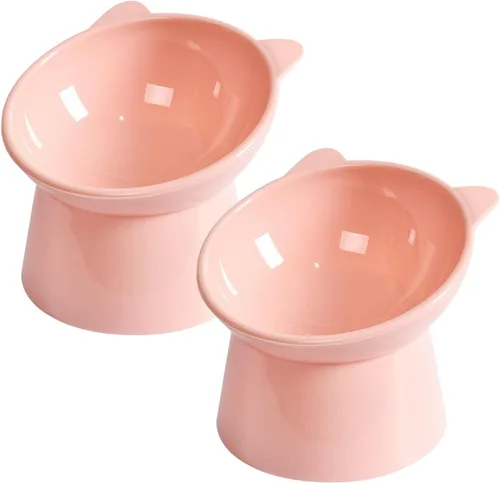 Miniatura 11 de Cuenco Elevado Inclinado para Comida de Gatos - Cuencos para Gatos Amigables con los Bigotes Anti Vómito Cuencos de Alimentación Inclinados Lindos