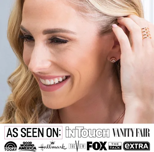 Miniatura 3 de Cate & Chloe Ariel - Aretes de tuerca chapados en oro blanco de 18 quilates, aretes de diamante simulado de plata, aretes de corte redondo