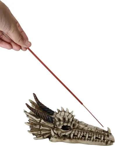 Miniatura 8 de Ebros Gift Estatuilla de quemador de incienso con cabeza de dragón fósil antiguo rogón gótico medieval Esqueleto Esqueleto Escultura macabra Oso