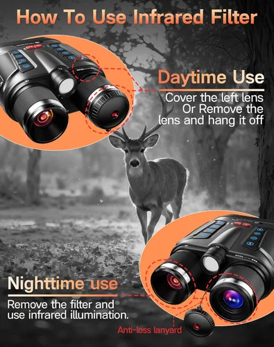 Miniatura 6 de Gafas de visión nocturna – Binoculares de visión nocturna 4K con APP inteligente, batería de 10000 mAh, tarjeta de 128 GB para fotos y videos