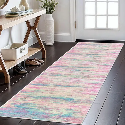 Miniatura 174 de KOZYFLY – Alfombra de pasillo moderna y lavable de diseño abstracto verde, 2 x 5 pies, antideslizante, suave y de pelo corto, ideal para cocina