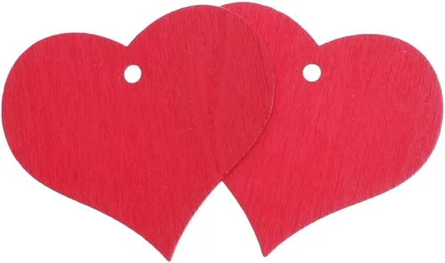100 piezas de corazones de madera roja decorativos en forma de corazón con agujero para colgar para manualidades de bricolaje para decoración del