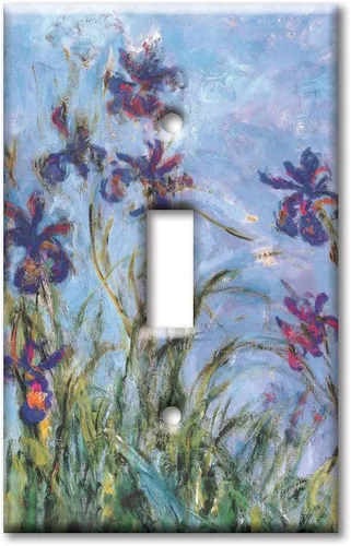Miniatura 6 de Art Plates - Cubierta de placa de interruptor de luz metálica de 2 bandas - Placa de pared decorativa de palanca de dos bandas - Monet: lirios