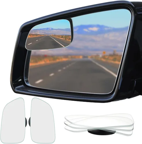 Miniatura 14 de Ampper Espejo de Punto Ciego en Forma de Abanico, Vidrio HD sin Marco Adhesivo Ajustable Convexo de Gran Angular Retrovisor Espejo para Automóvil