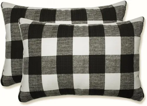 Miniatura 18 de Pillow Perfect Almohadas lumbares mate Anderson para exteriores/interiores, 11.5 x 18.5 pulgadas, color negro, paquete de 2