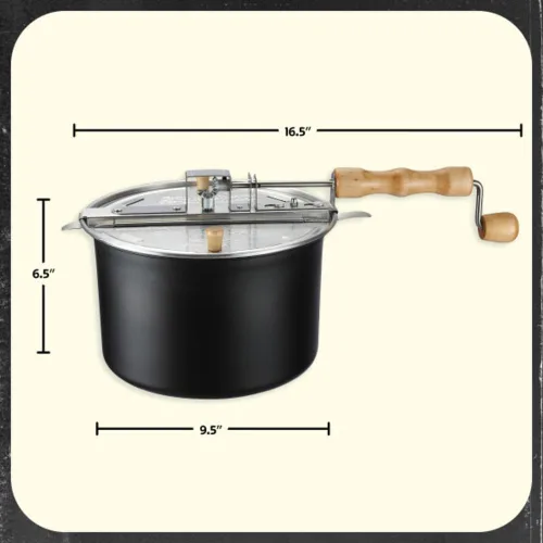 Miniatura 5 de Máquina de palomitas de maíz para estufa – Sartén popper de 6.5-quart con manija de manivela de madera y agitador interno de granos de maíz de Great