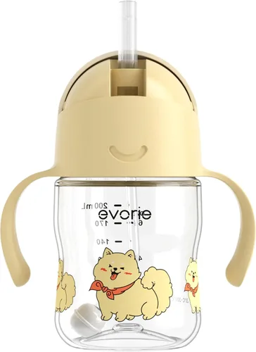 Miniatura 18 de Evorie Tritan - Vaso para beber con popote con peso con asas para bebés y niños pequeños, botella de agua a prueba de derrames con popote para 6