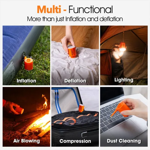 Miniatura 8 de GIGA Pump 2.0 - Bomba de aire eléctrica y portátil, batería recargable de 1300 mAh, bomba ultra mini, bomba infladora/aspiradora para llantas
