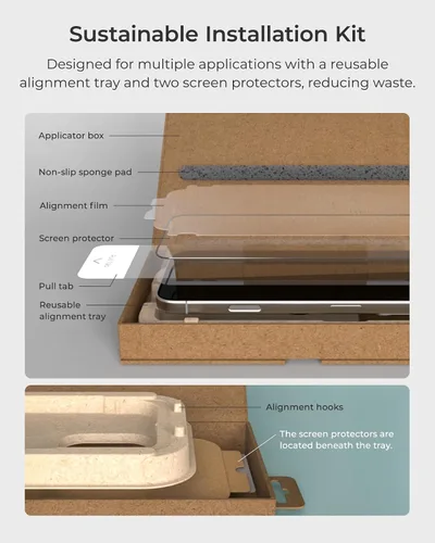 Miniatura 4 de iOttie Terra - Protector de pantalla de vidrio templado para iPhone 16, grado militar, dureza 9H, inastillable, resistente a los arañazos